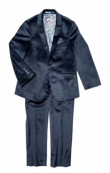 Boys Tuxedo Suit Product Photo White Background Blue Velvet