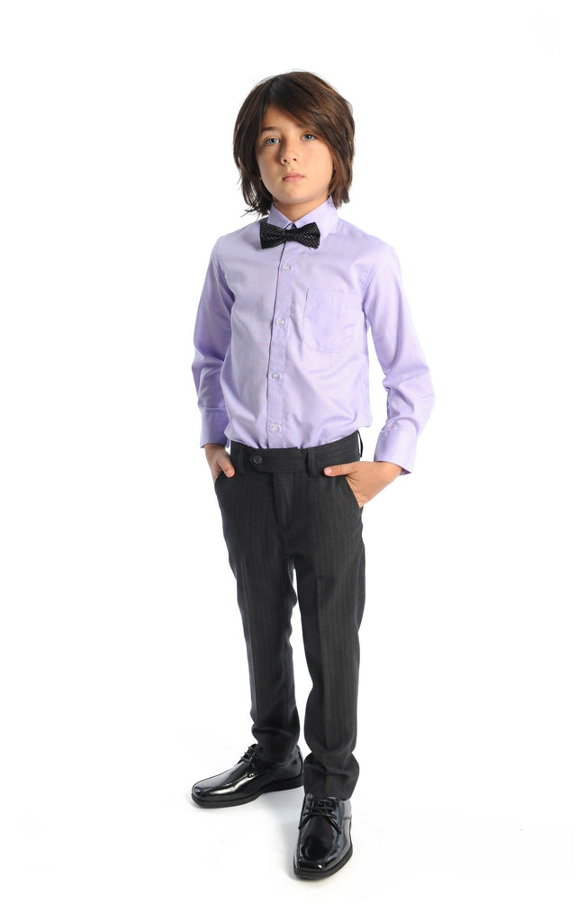 Lavender Shirt Boy with Bow Tie