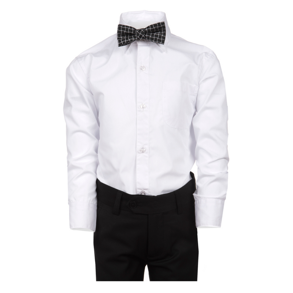 Plaza White Tuxedo Shirt Media with Bow White Background Product Photo Tie