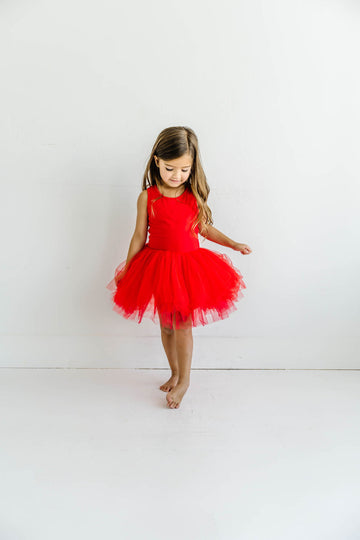 Little Girl Wearing Red Dress with Tutu