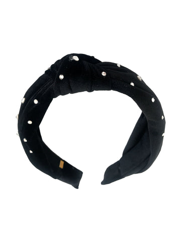 Bari Lynn Girl's Black Velvet knotted Headband 